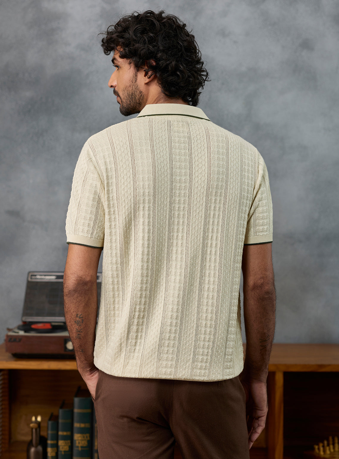 Replay Off-White Textured Cotton Polo