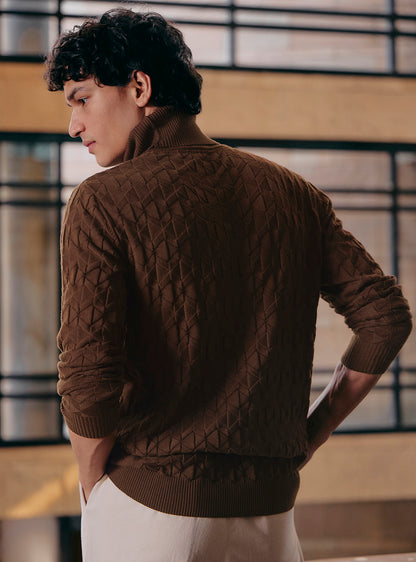 Eclipse Brown Cotton Wool Pullover