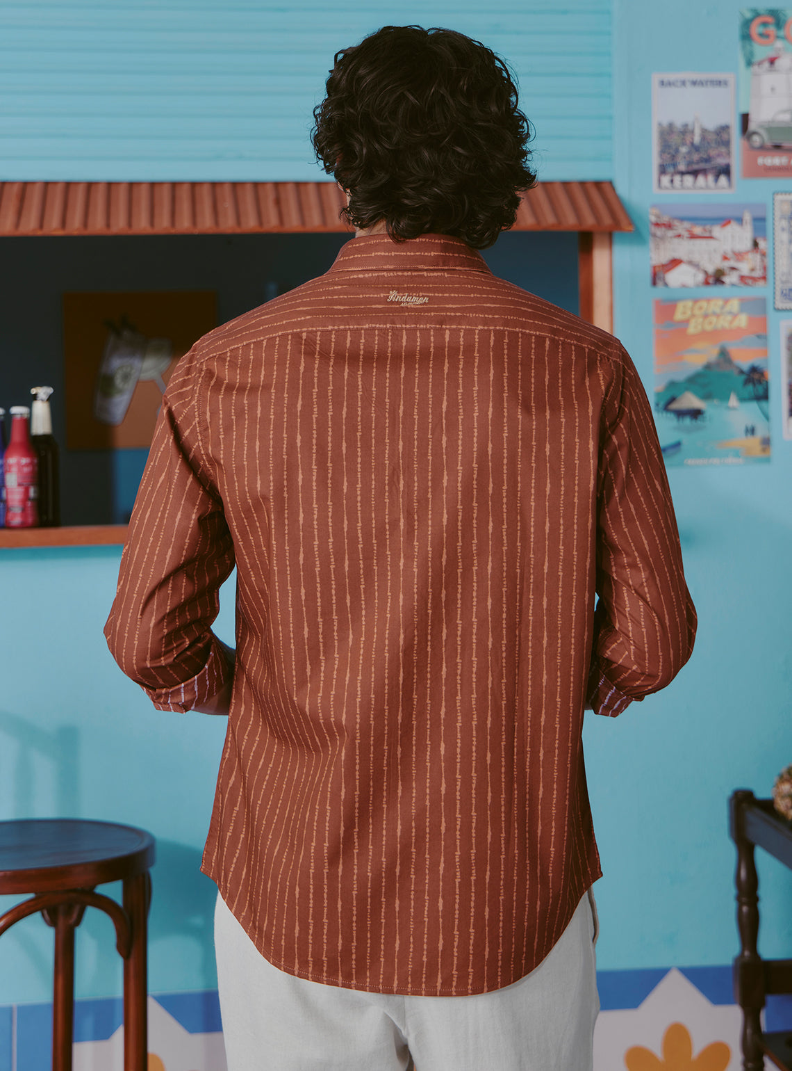 Boulevardier Rust Cotton Tencel Print Shirt