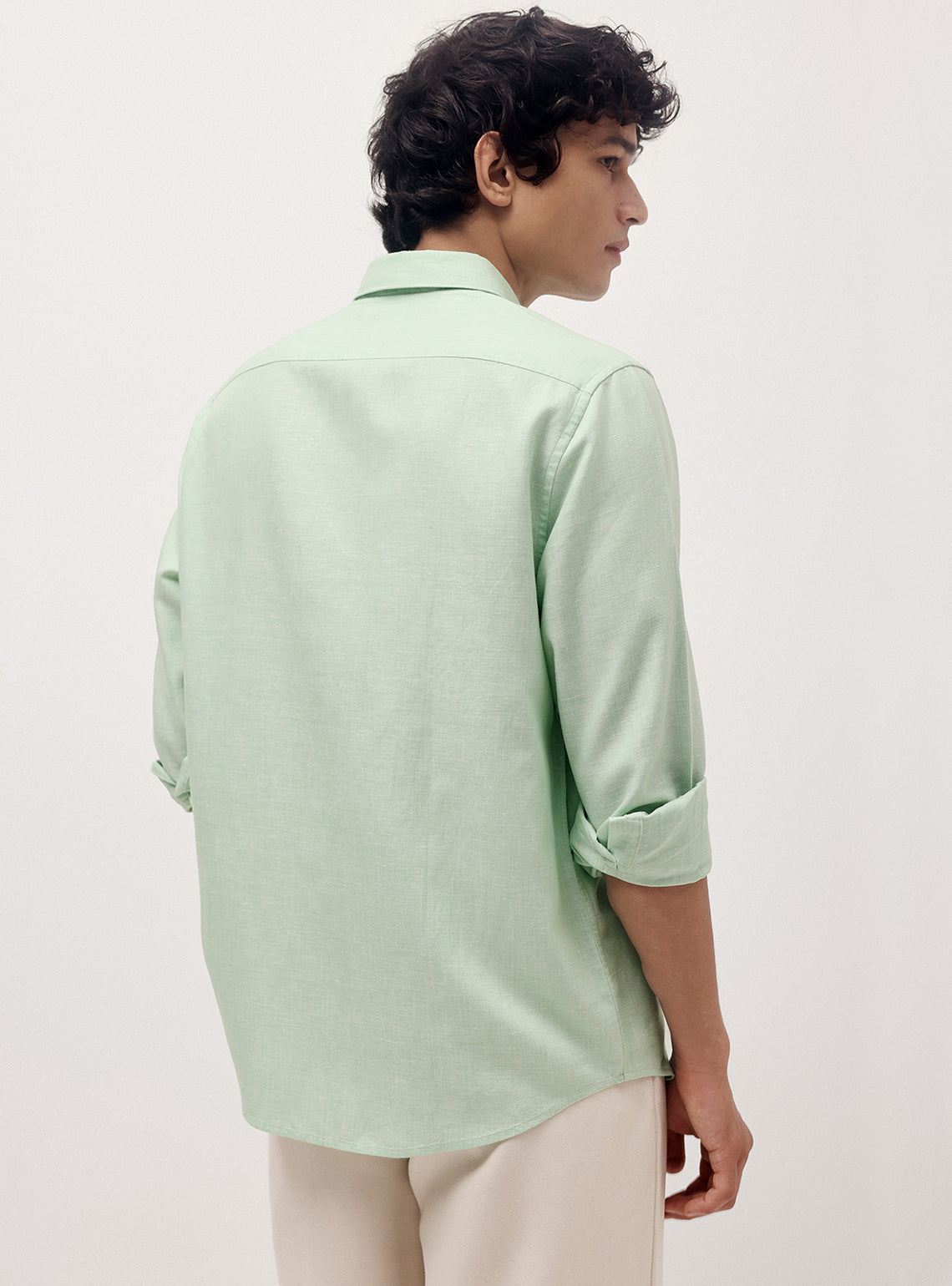 Sea Mist Cotton Blend Melange Shirt