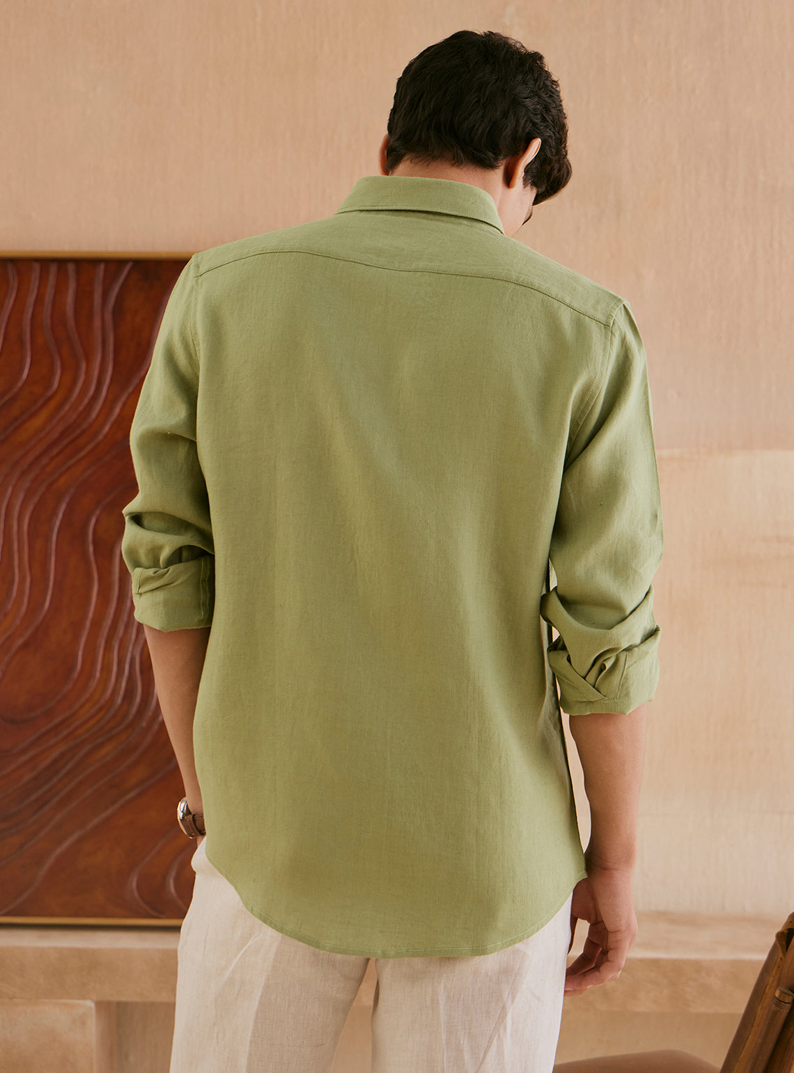 Avocado Green European Linen Shirt