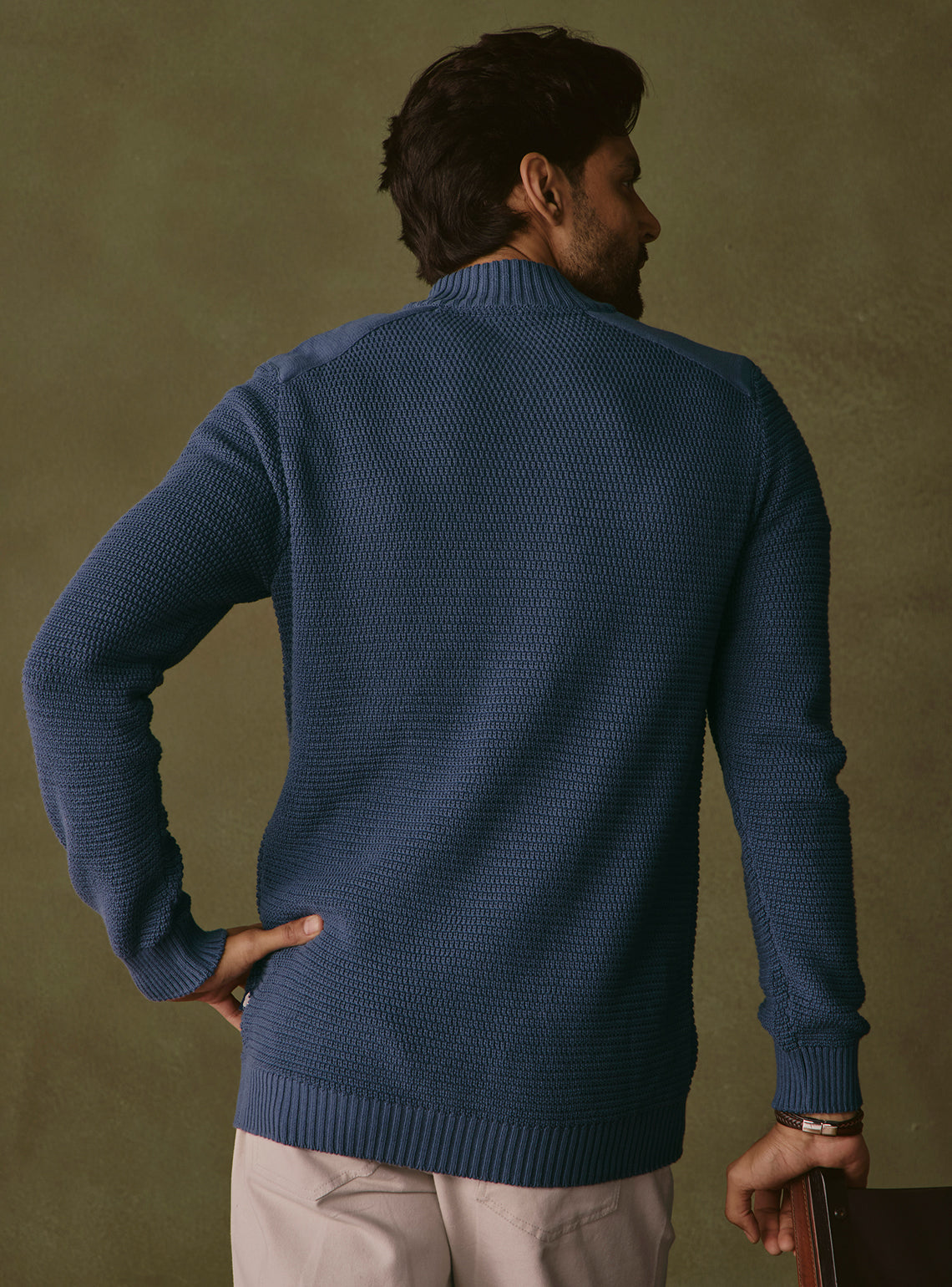 Coastal Blue Cotton Textured Bomber