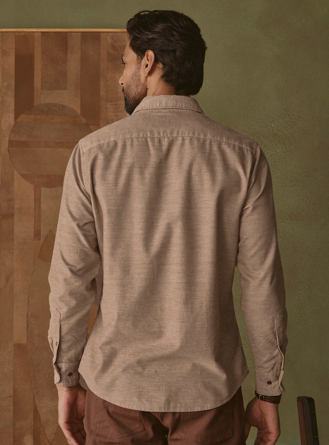 Sandstone Khaki Cotton Corduroy Shirt