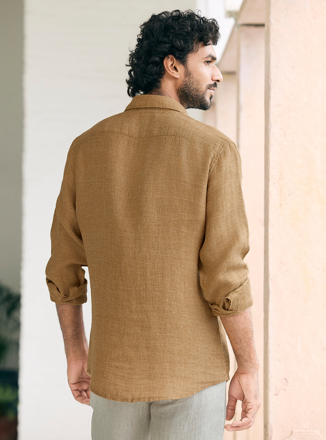 Copper Brown European Linen Shirt