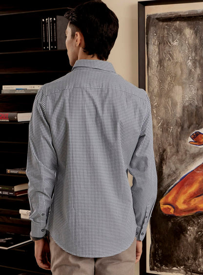 Raven Grey Cotton Check Shirt