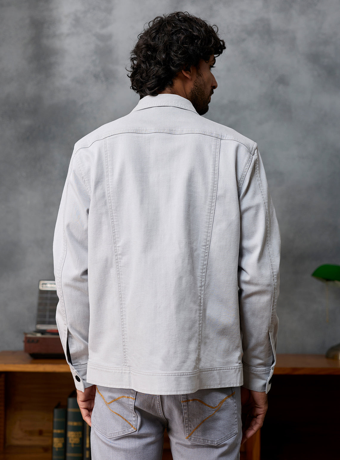 Ash Grey Cotton Viscose Denim Jacket