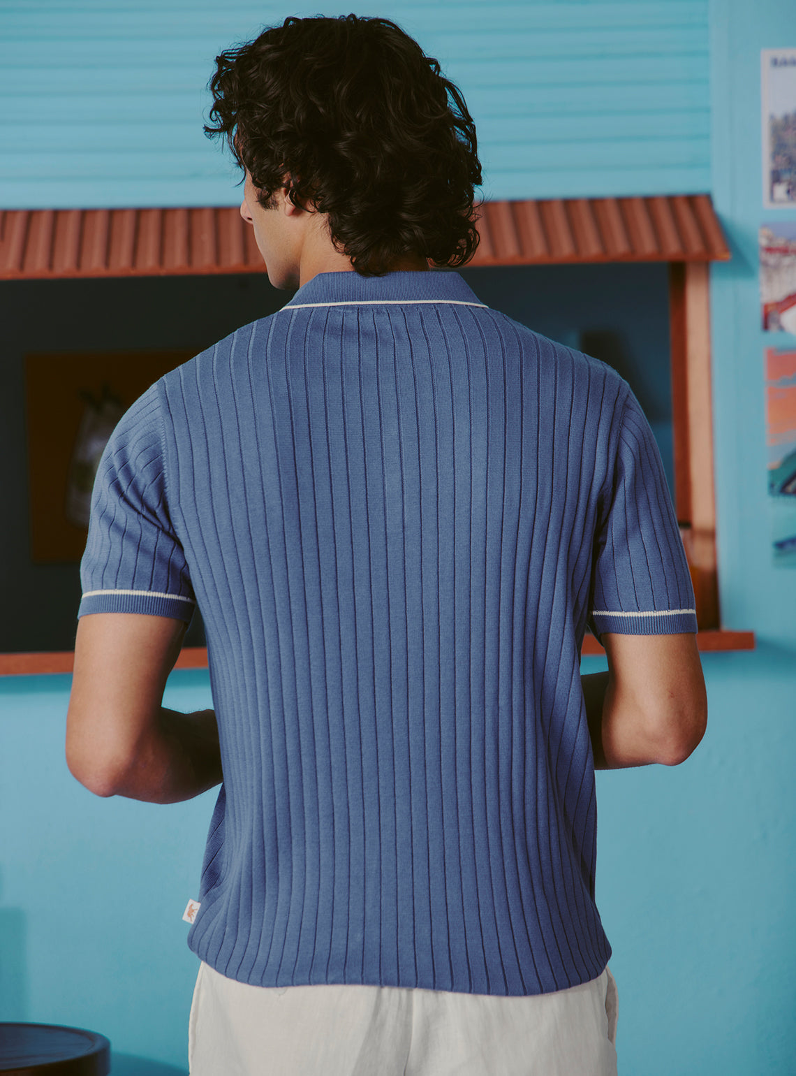 Hawaiian Blue Cotton Rib Polo