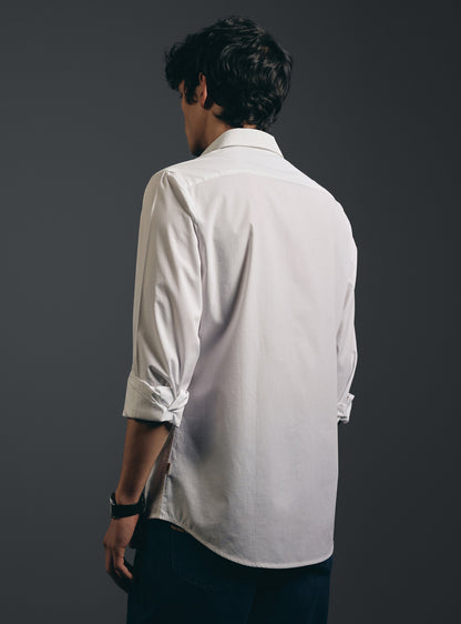 Crystal White Cotton Formal Shirt