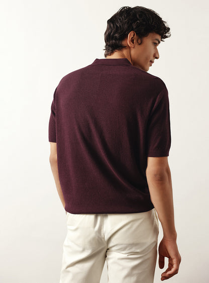 Wineberry Burgundy Cotton Viscose Polo