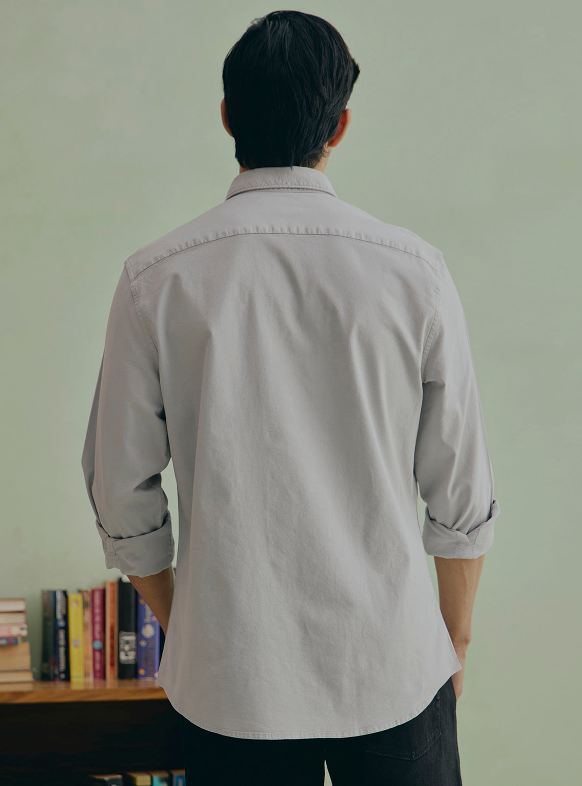 Florentina Grey Cotton Stretch Oxford Shirt