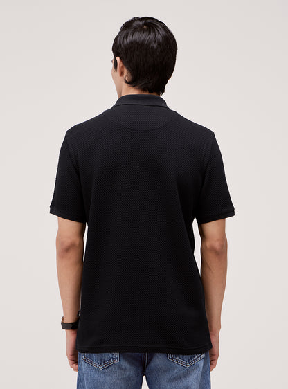 Pure Black Waffle Polo