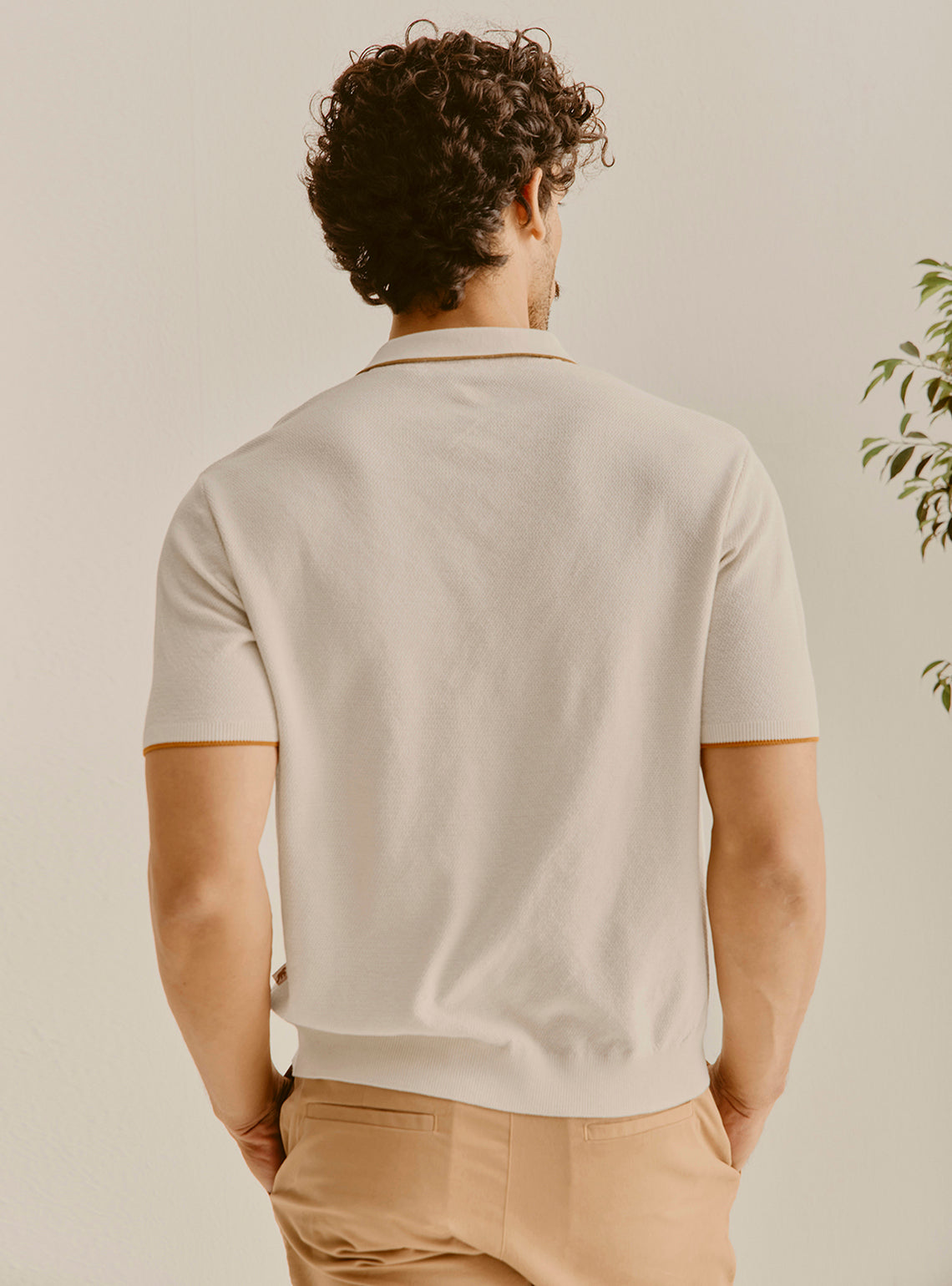 StTropez Off-White Cotton Knit Polo