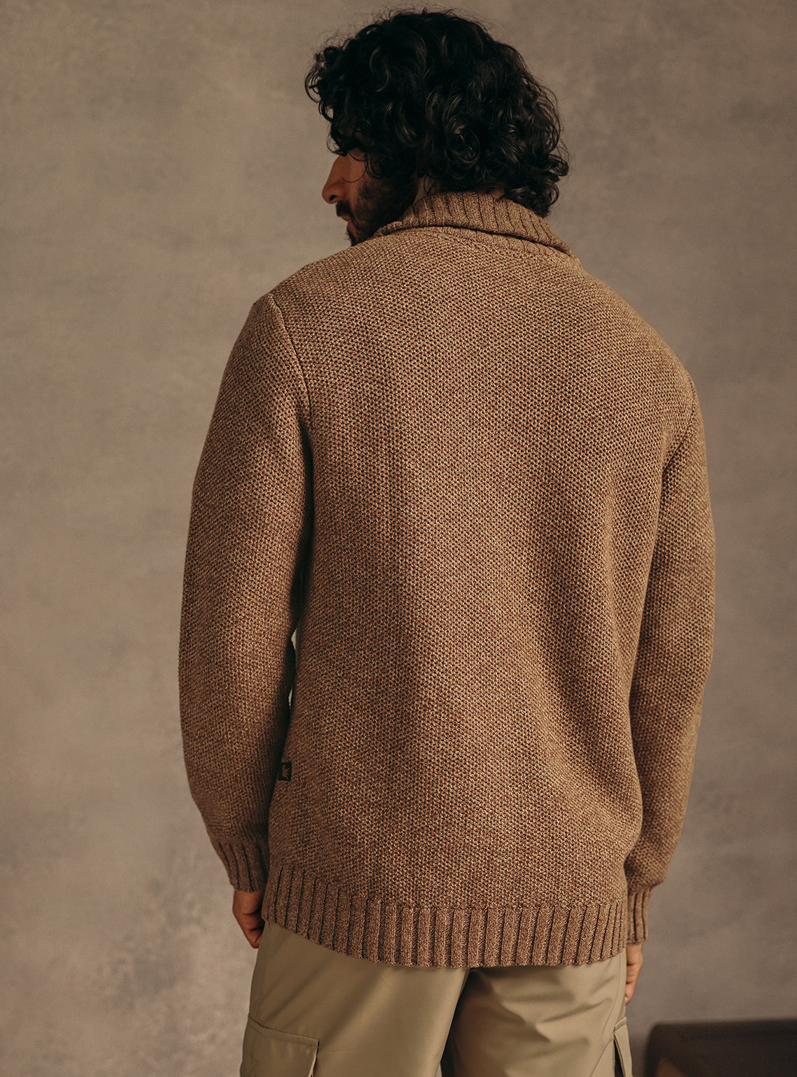 Copper Brown Cotton Melange Bomber Jacket