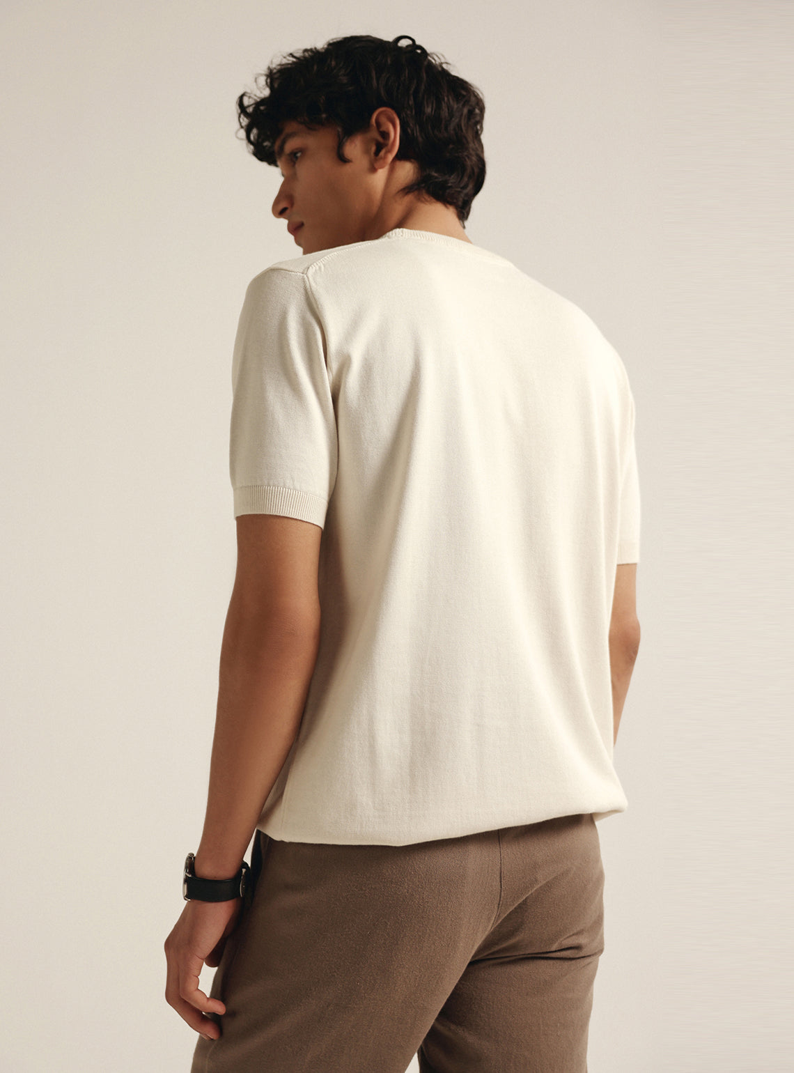 Ivory White Cotton Crew Tee