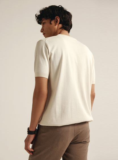 Ivory White Cotton Crew Tee