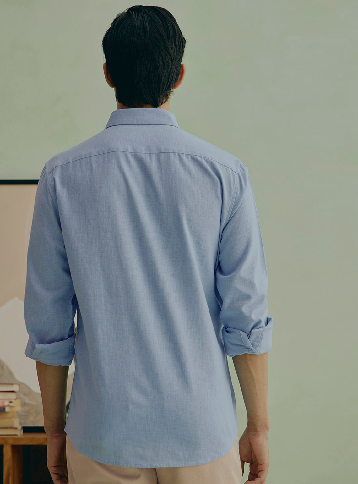 Hibiscus Blue Cotton Slub Shirt