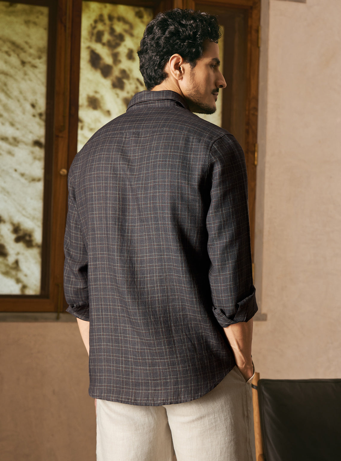Matrix Grey Check Linen Shirt
