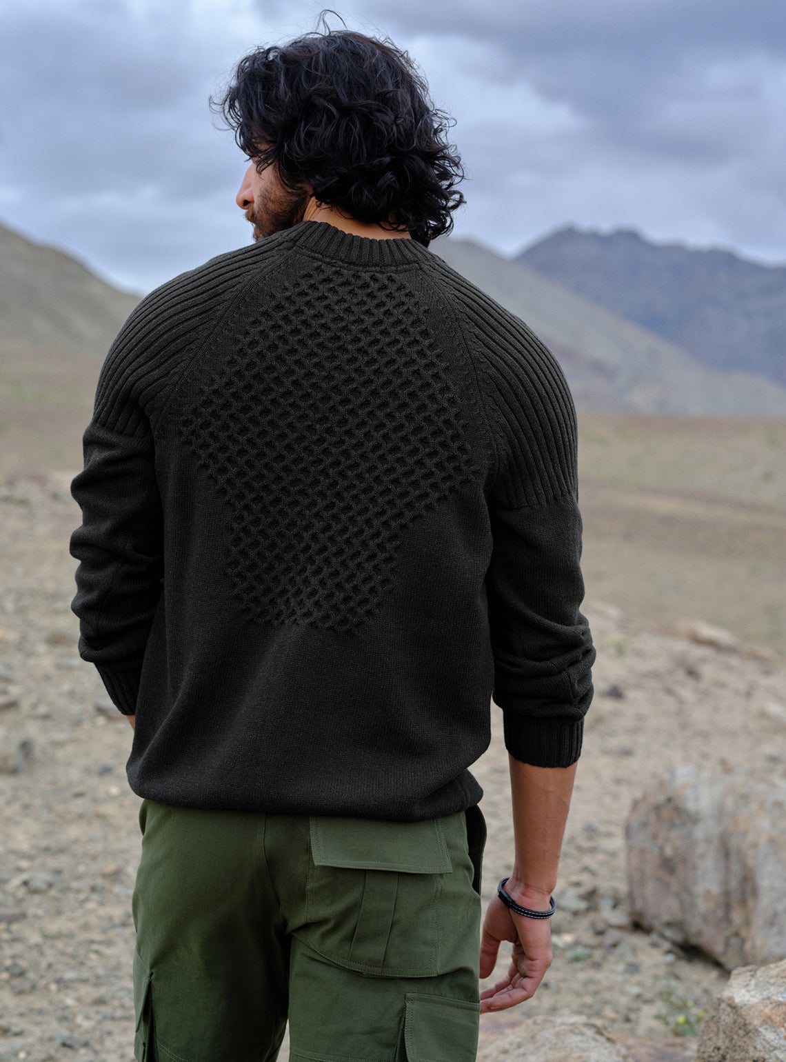 Eclipse Black Cotton Melange Pullover