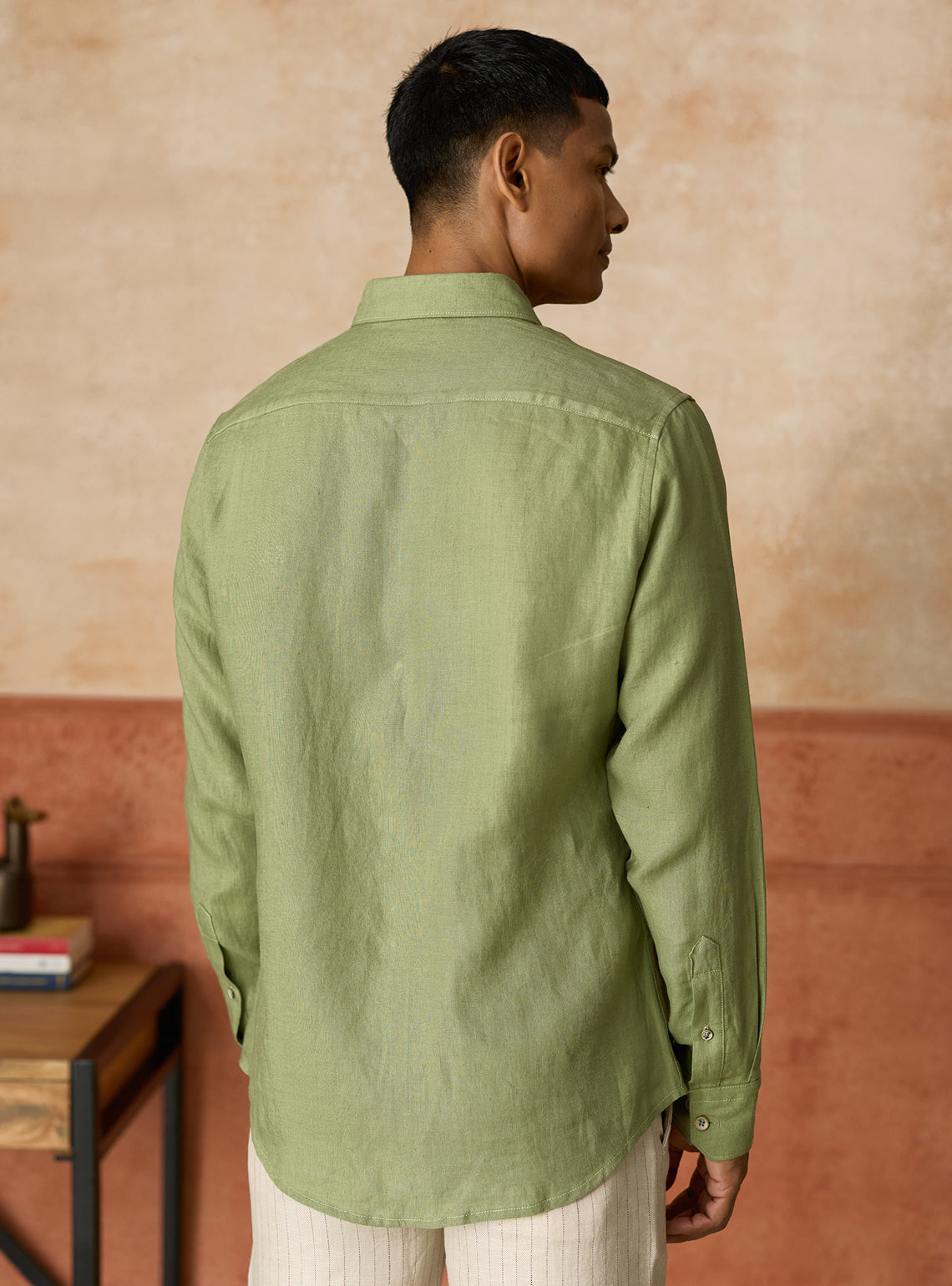 Avocado Green European Linen Shirt