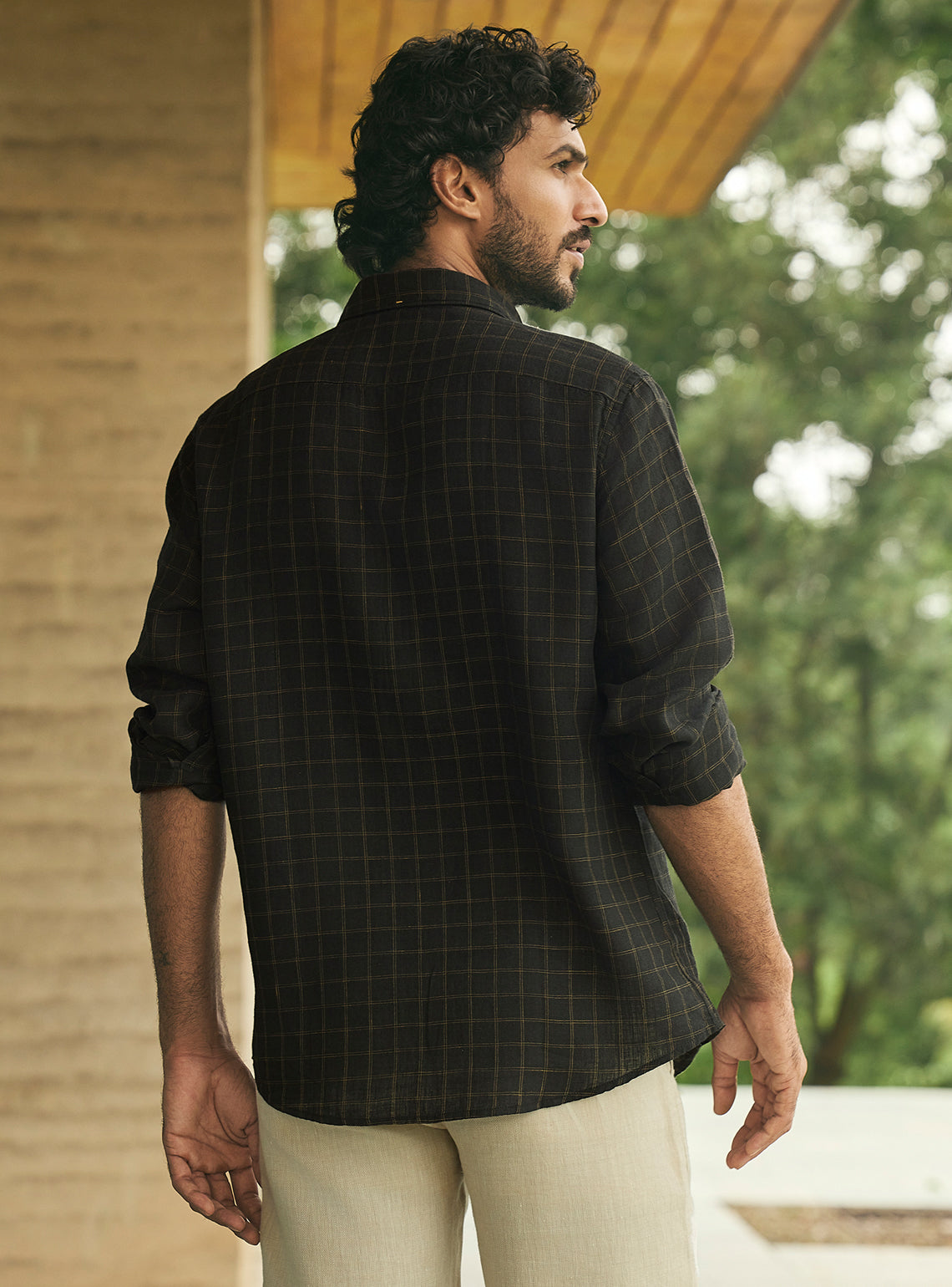 Onyx Gold European Linen Check Shirt