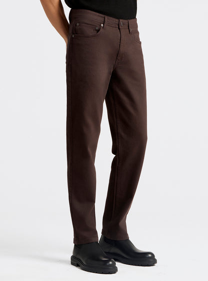 Cocoa Brown Cotton Blend Jeans