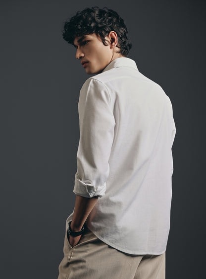 Dandelion White Cotton-Linen Shirt