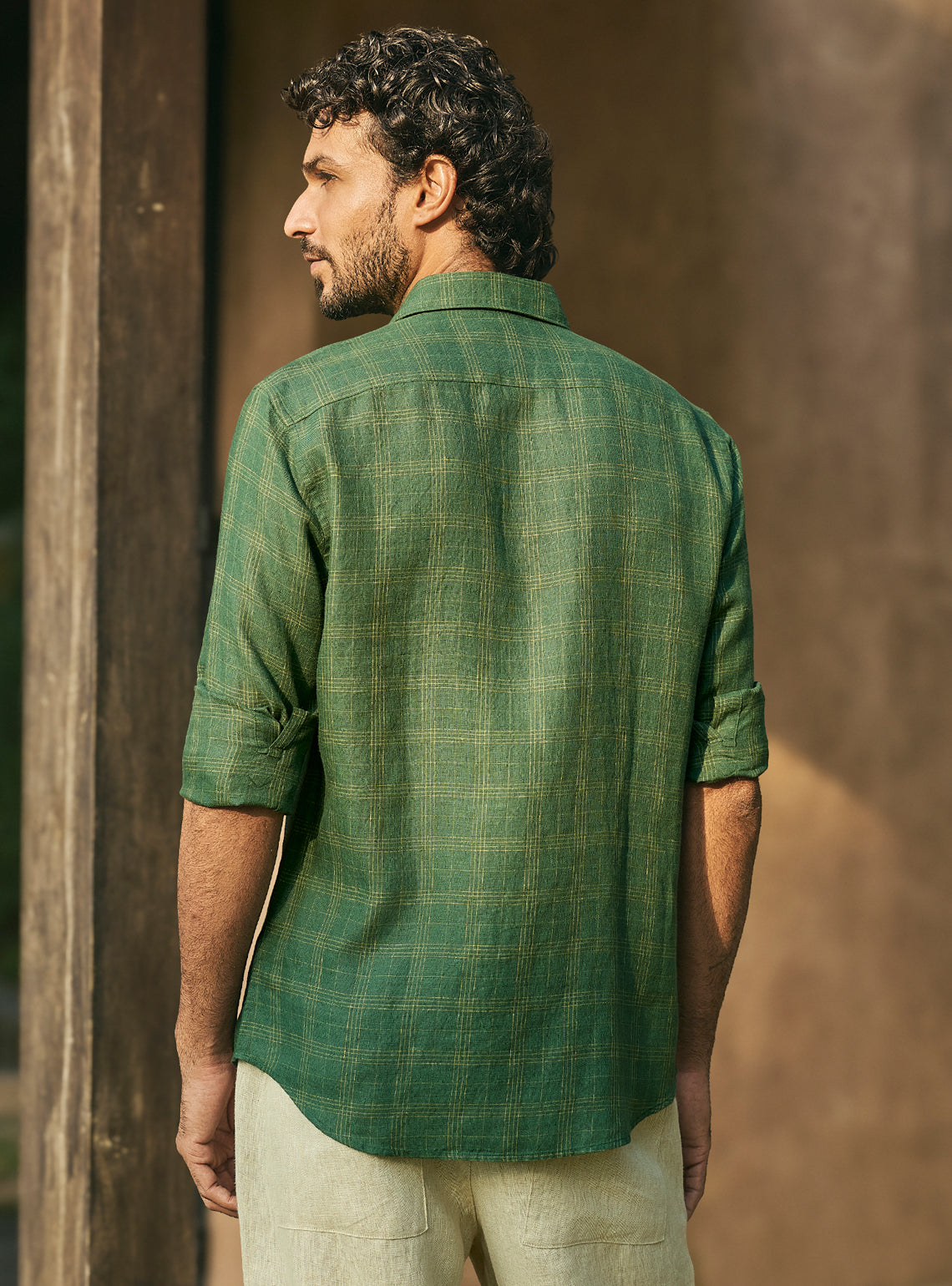 Pastoral Green Check Linen Shirt