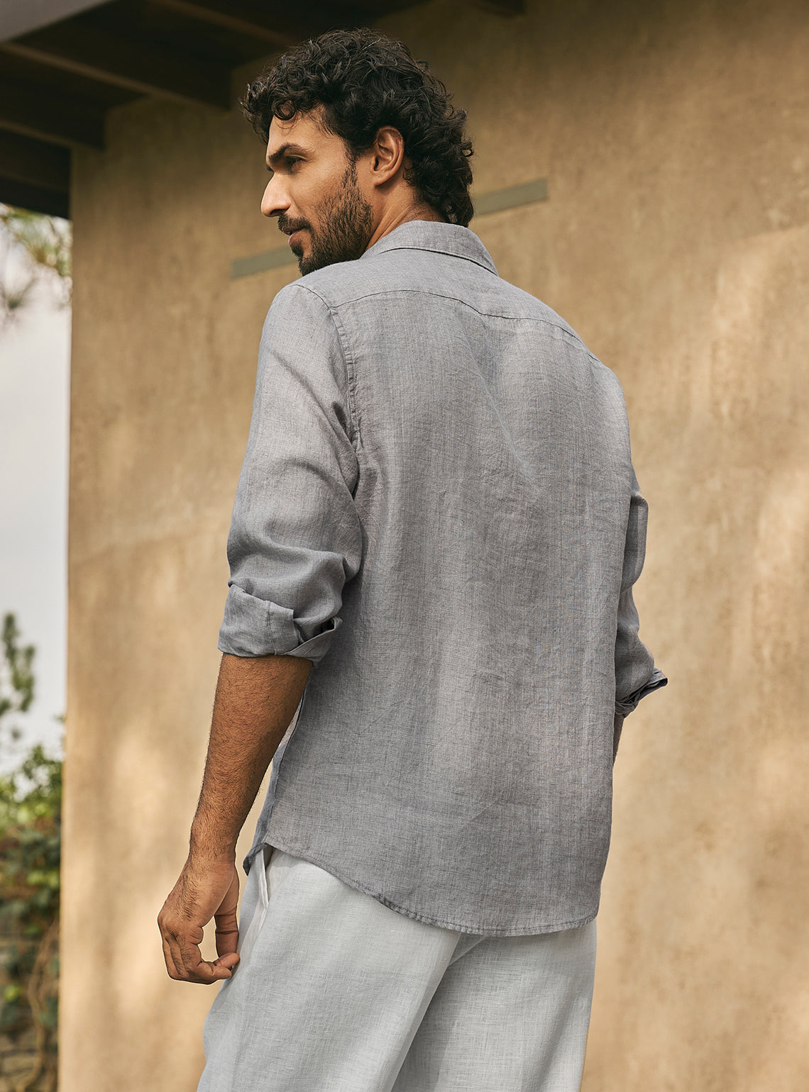 Stone Grey European Linen Shirt