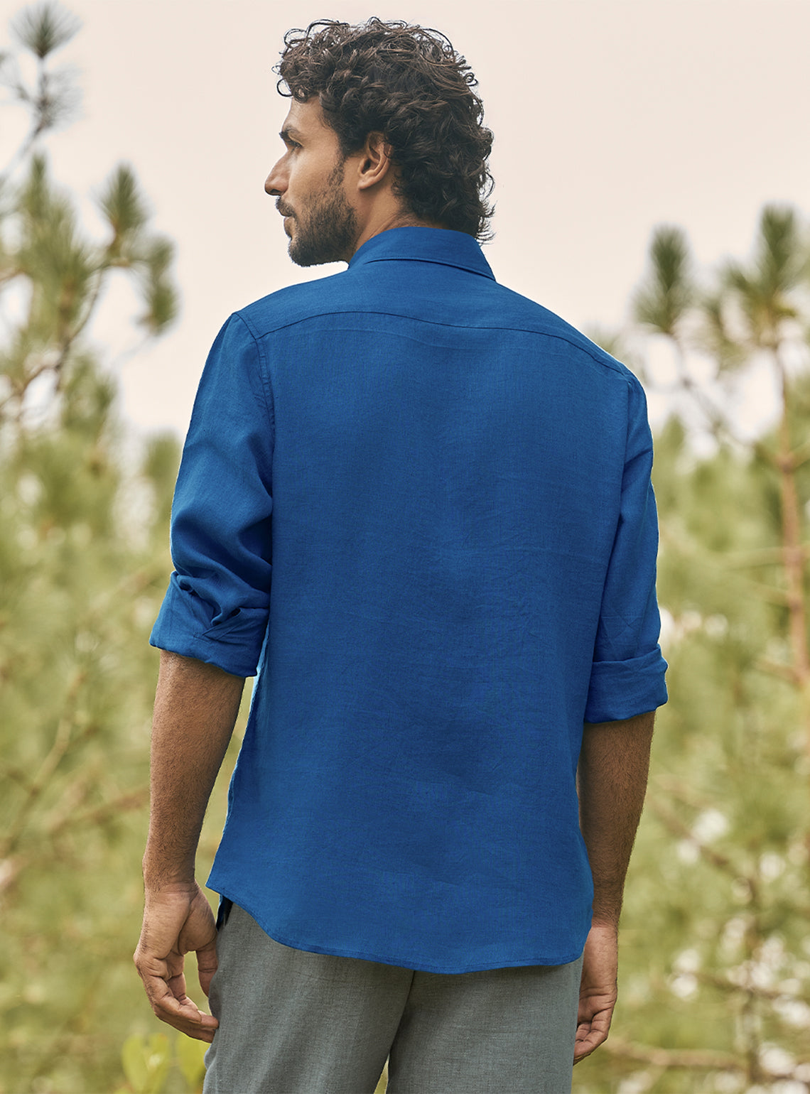 Keel Navy European Linen Shirt