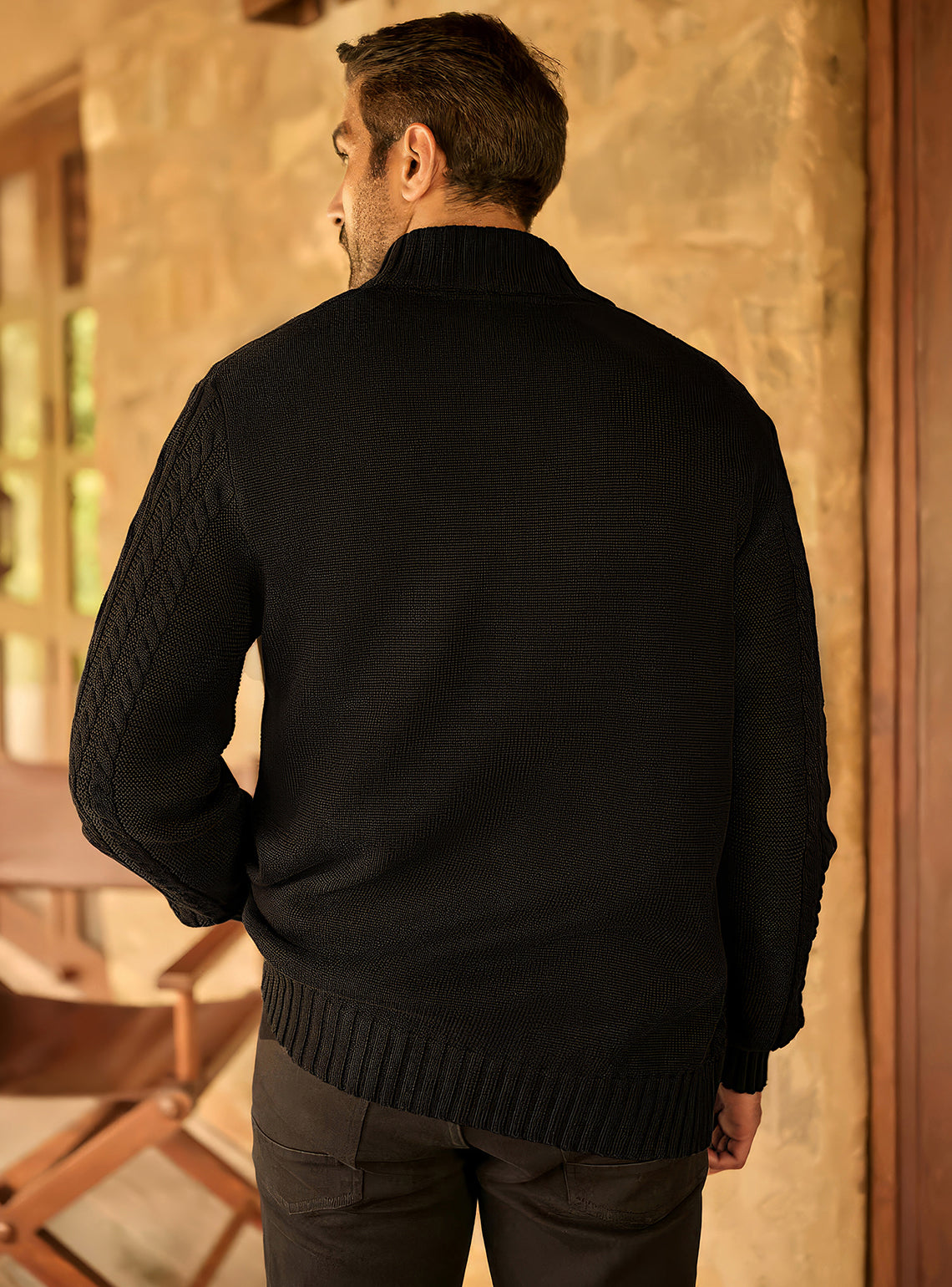 Void Black Cotton Cardigan