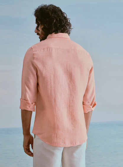 Sunset Orange Linen Shirt