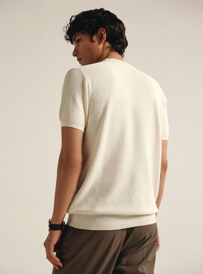 Pearl White Cotton Honeycomb Tee