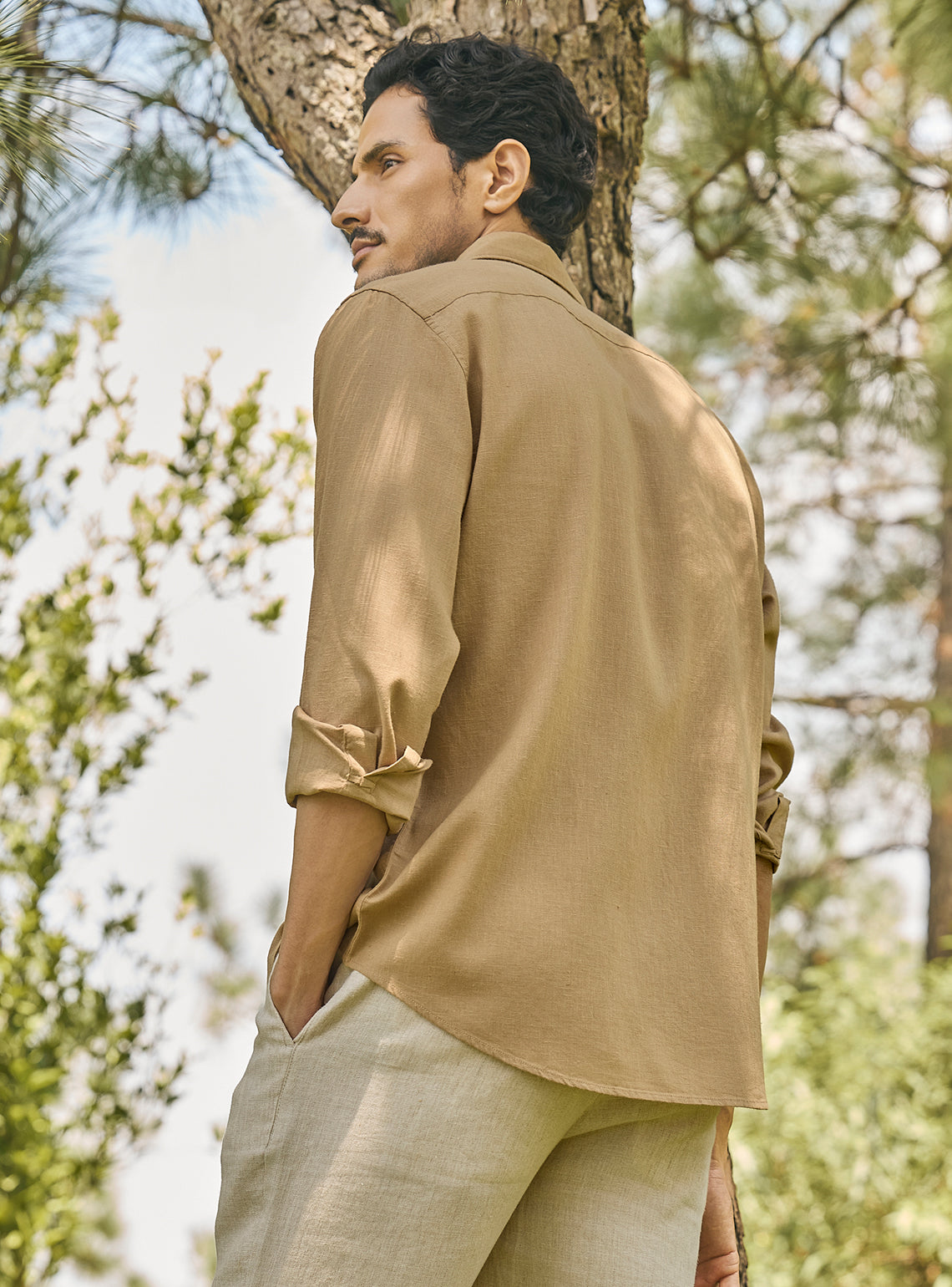 Patina Brown Lyocell Linen Shirt