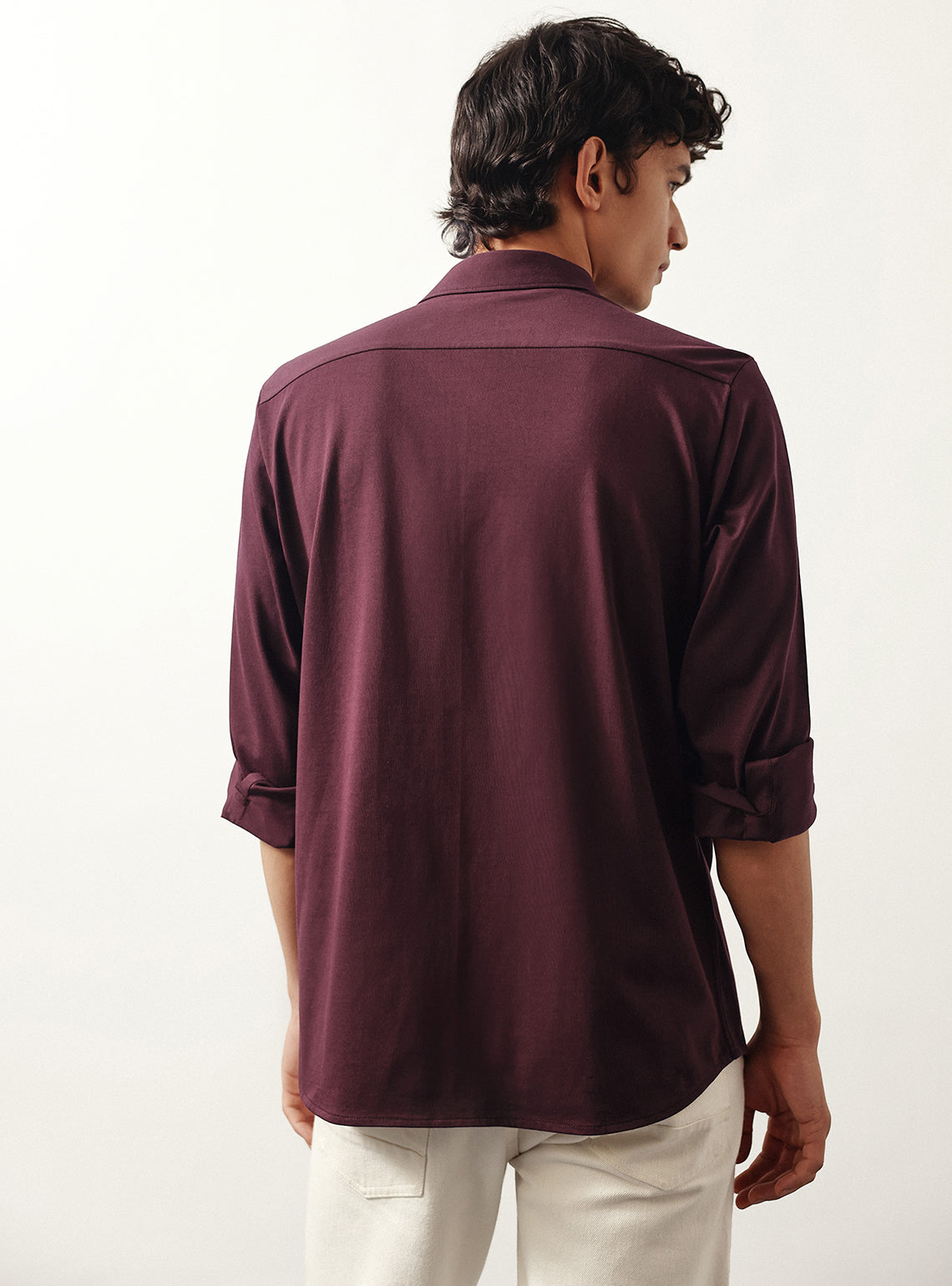 Wineberry Burgundy Cotton Knit Shirt