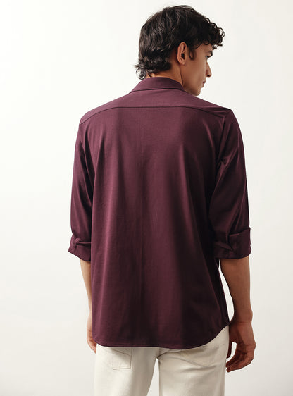 Wineberry Burgundy Cotton Knit Shirt