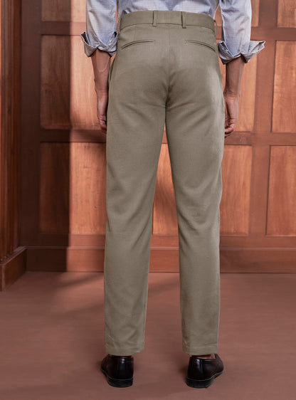 Khaki Falcon Cotton Melange Trousers