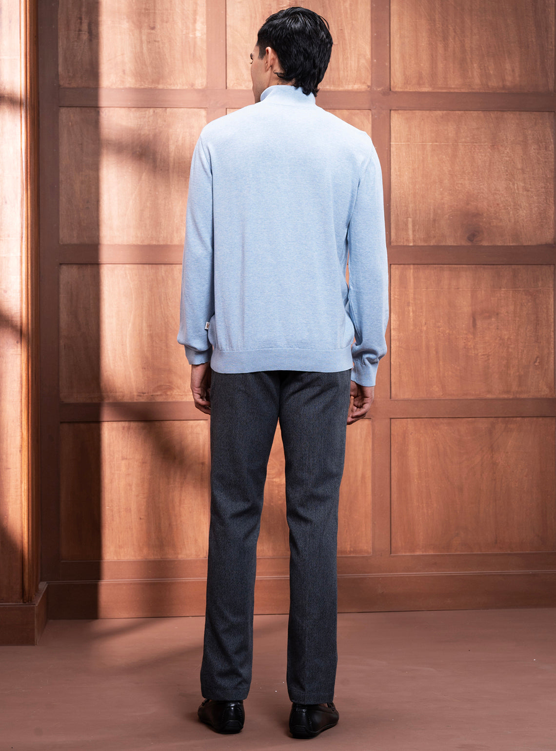 Cove Blue Cotton Melange Pullover