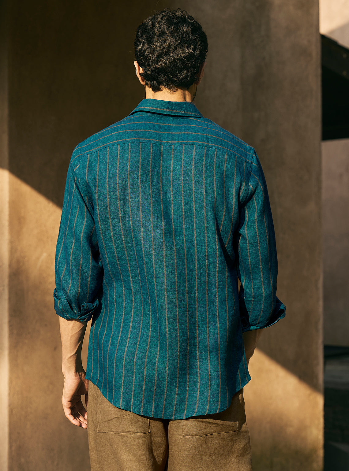 Breeze Teal Stripe Linen Shirt