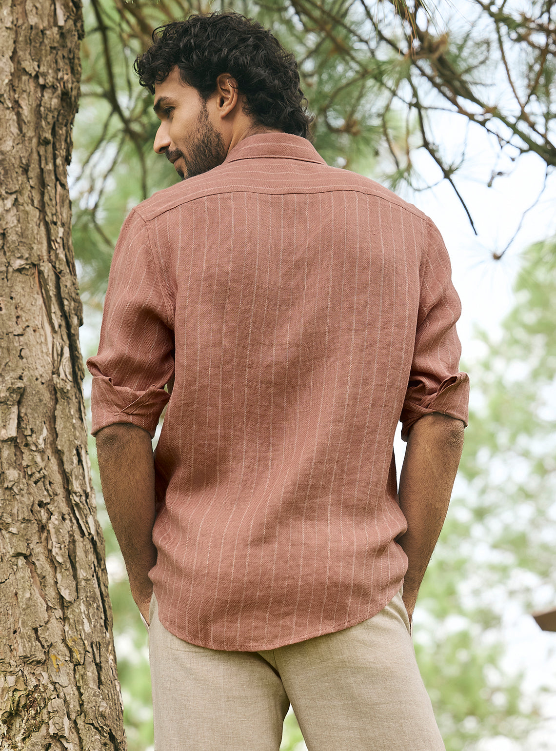 Burlap Brown Stripe Linen Shirt