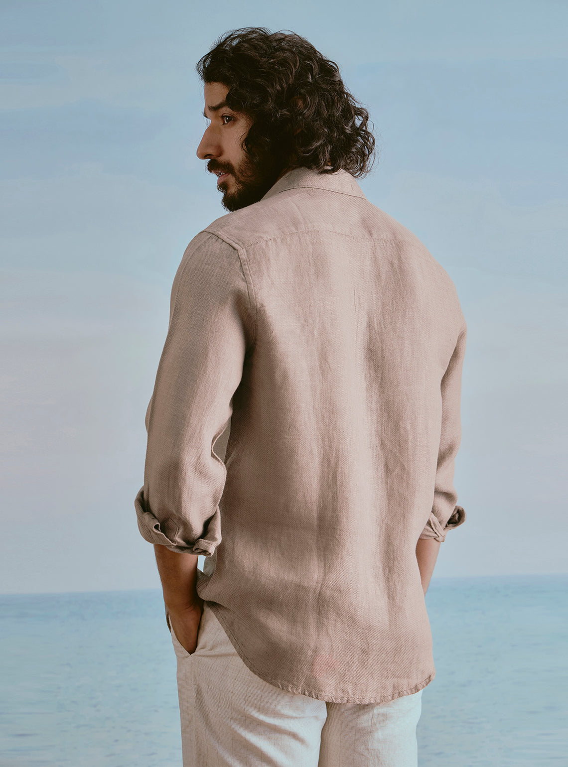 Silt Brown Linen Dobby Shirt