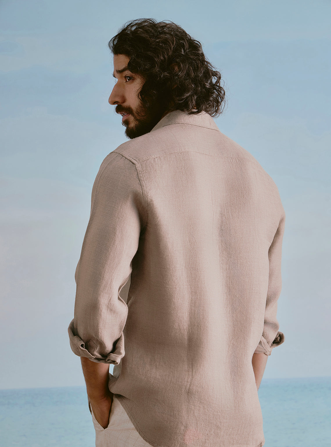 Silt Brown Linen Dobby Shirt