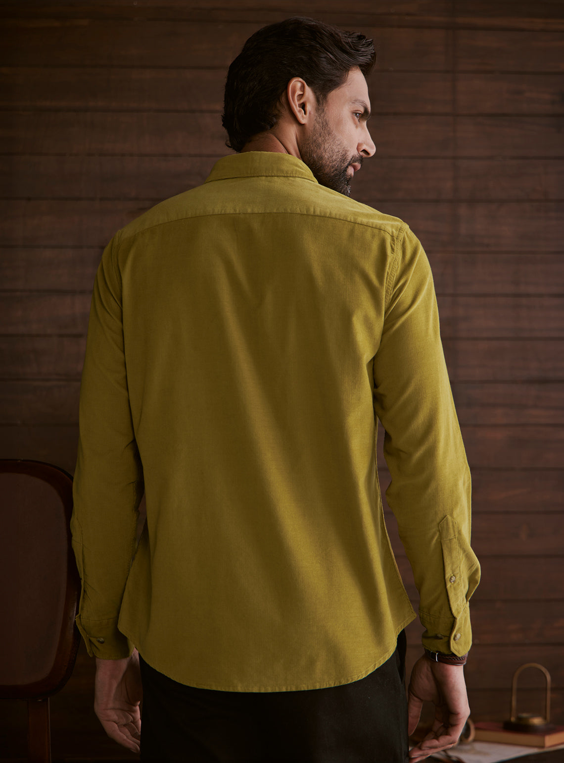 Forest Olive Cotton Tencel Cordruoy Shirt