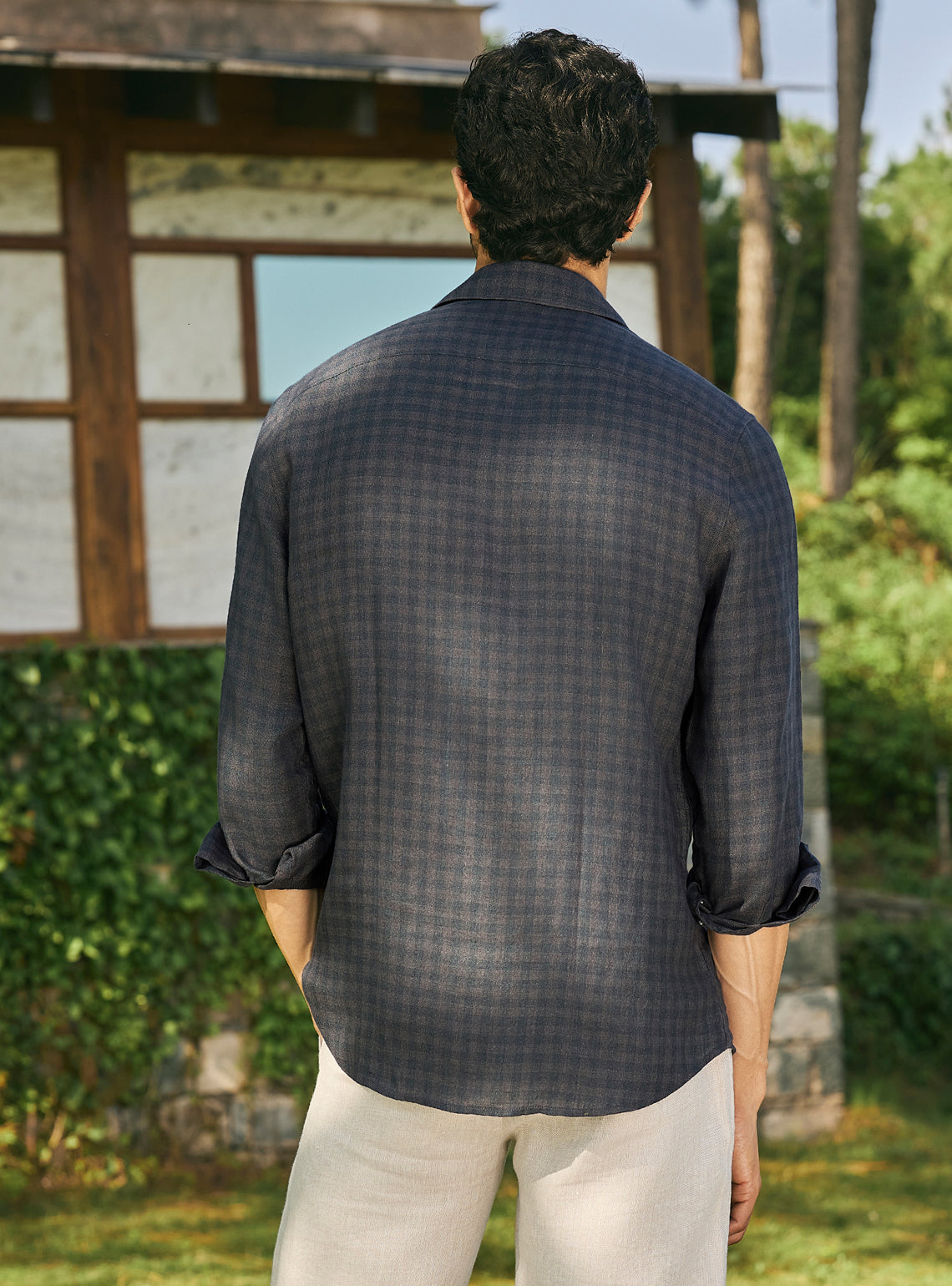 Tartan Black European Linen Check Shirt