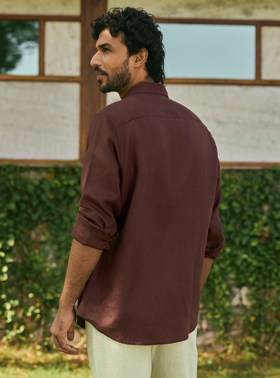 Mulberry Burgundy European Linen Shirt