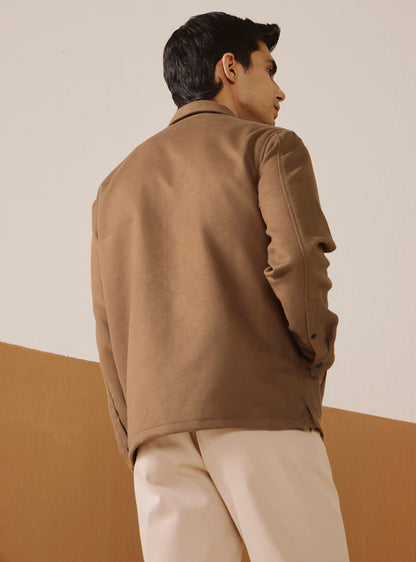 Khaki Tan Poly Suede Jacket