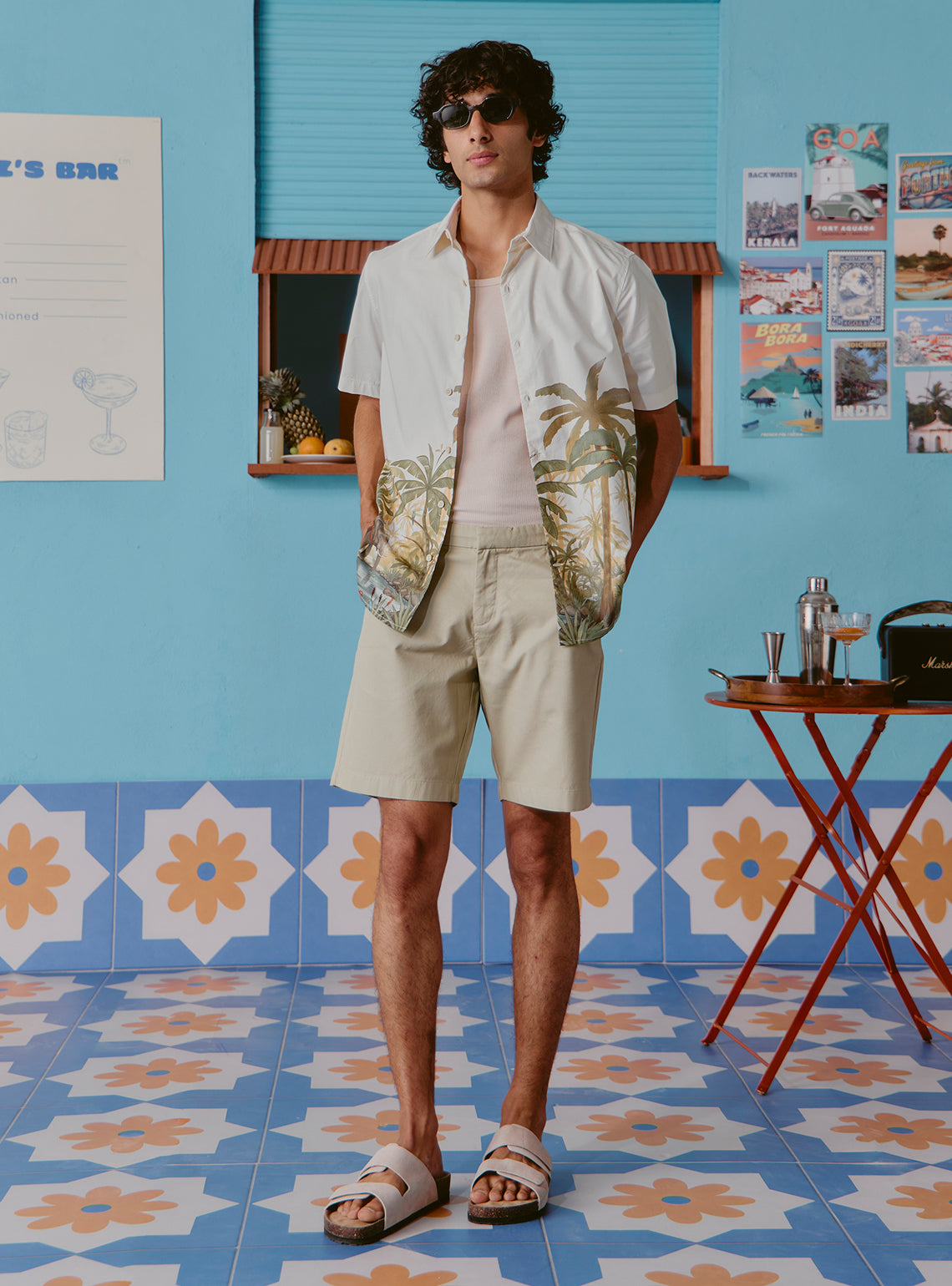 Paloma Off-White Cotton Tencel Print Shirt