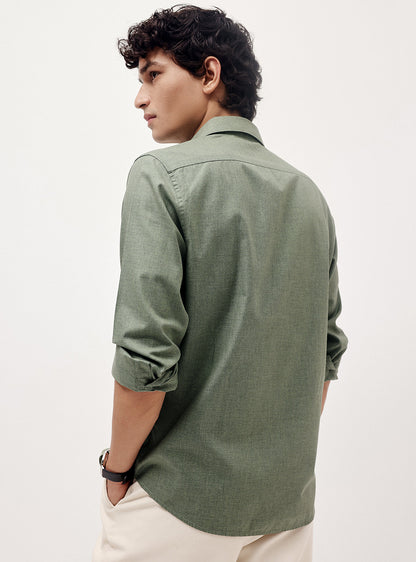 Oslo Green Cotton Melange Shirt