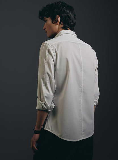Moon White Cotton Twill Shirt