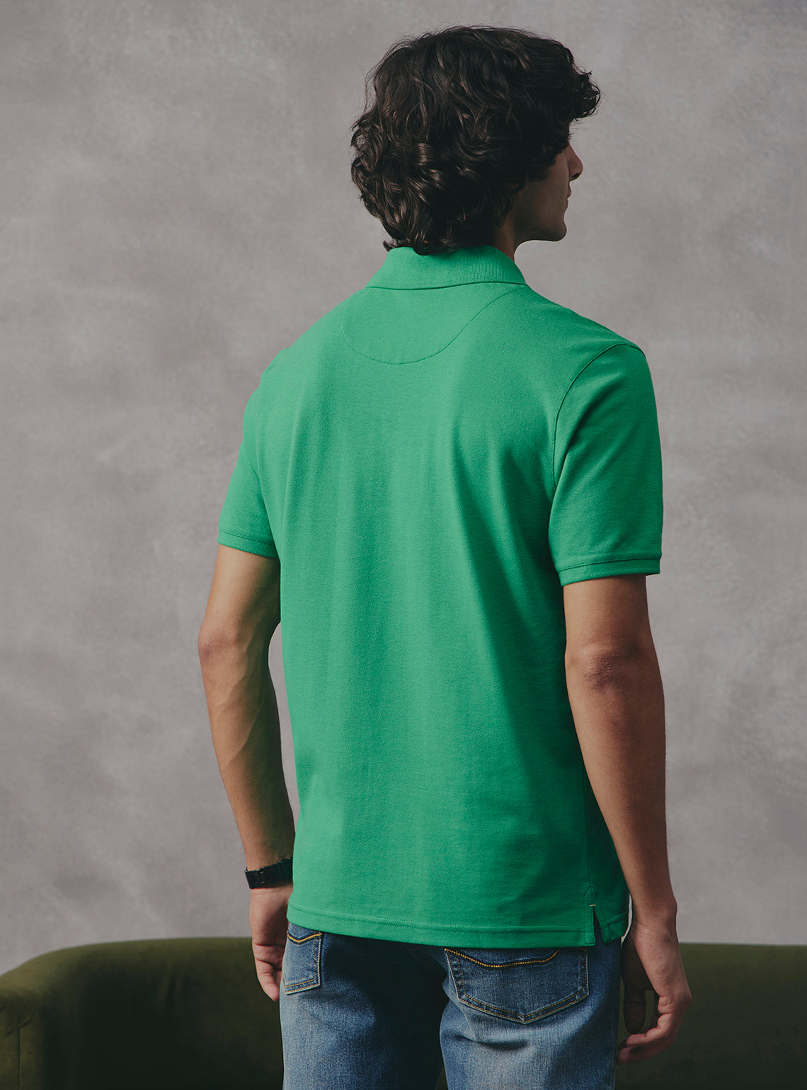 Mint Green Cotton Blend Polo