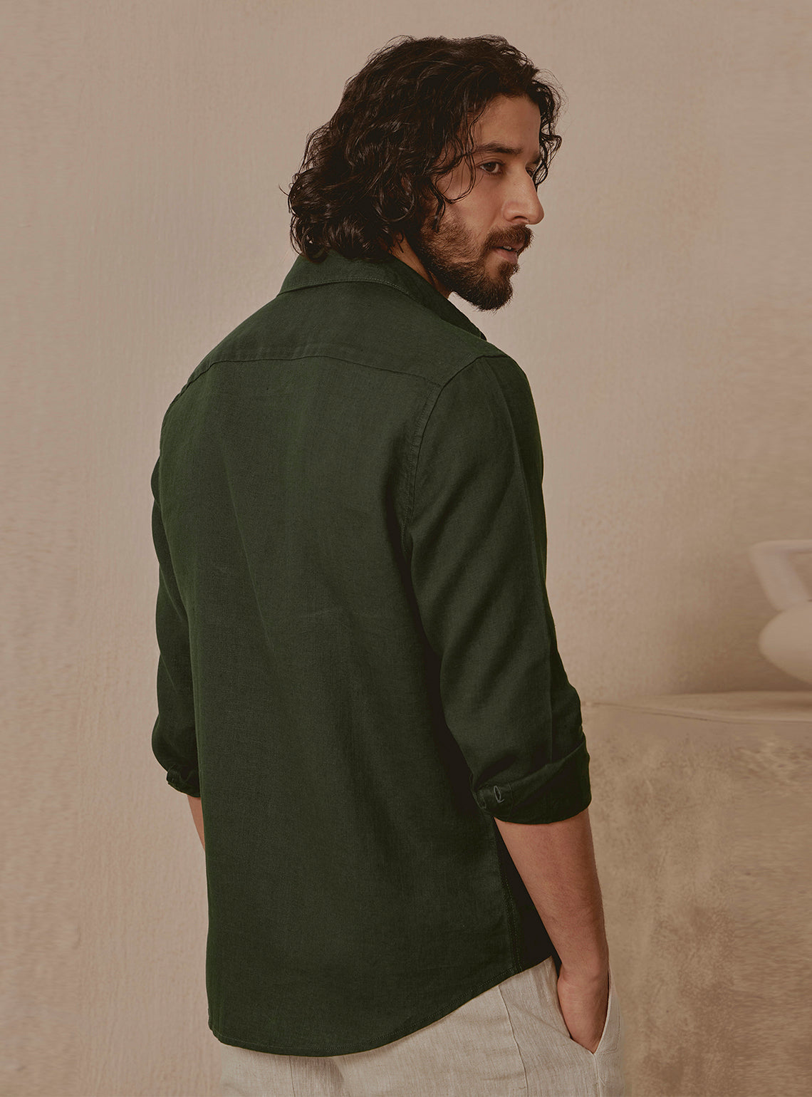 Kelp Olive Linen Shirt